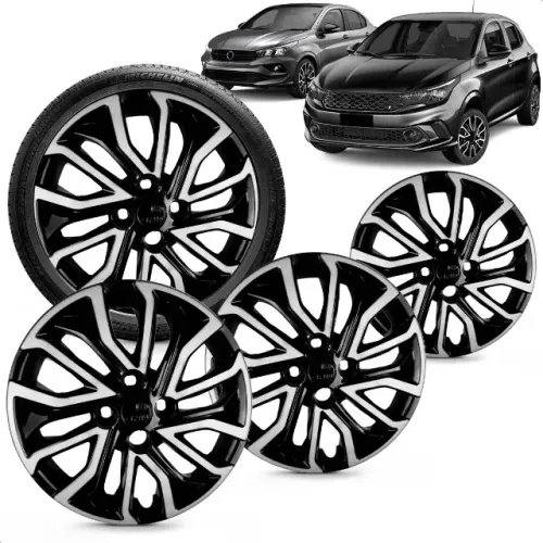 Calotas Aro 15" Preto/Prata Argo/Cronos 2022 - Grid