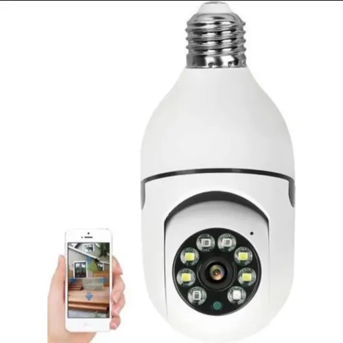 Câmera Lâmpada de Segurança Wi-Fi  som e imagem , leitor de cartão, 360° giro 