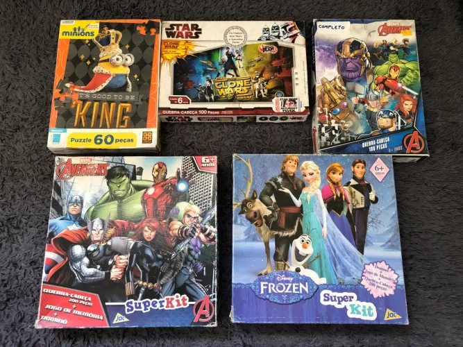 Quebra Cabeças Vingadores, Frozen, Star Wars e Minions