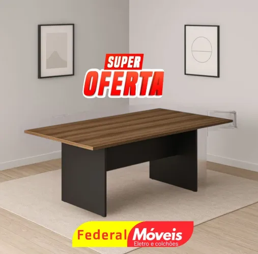 Mesa de Reunião Escritório 0,75x2,00x1,00 - Ampla, resistente e moderna!