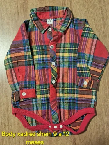 Body xadrez infantil 9 a 12 meses SHEIN