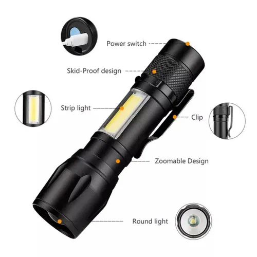 Lanterna mini zoom recarregável usb