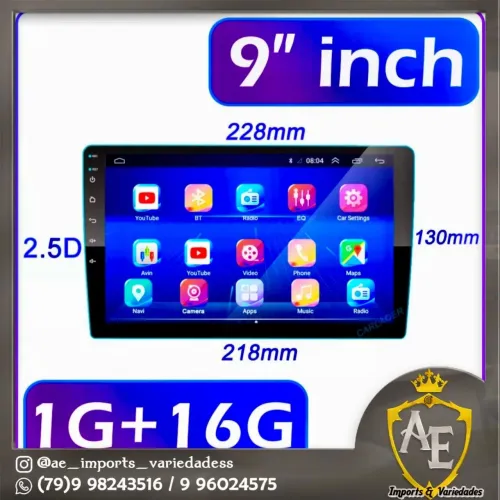 Multimídia 9 polegadas 