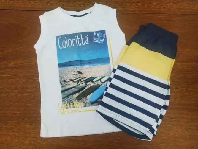 Conjunto Camiseta E Bermuda Praia Infantil