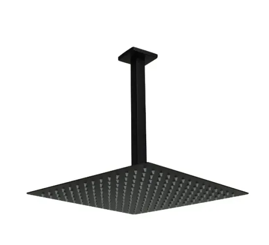 Ducha Chuveiro Inox 304 Black Matte 30x30 cm Suporte d Teto d 24 cm com Riscos e Amassados
