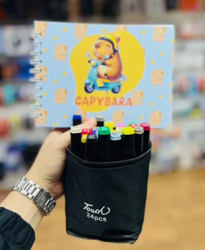Livro Capibara + 24 Canetinhas