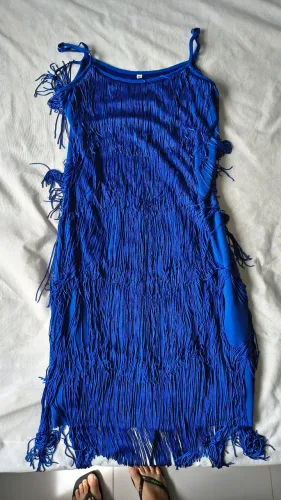 Vestido Azul com Franjas