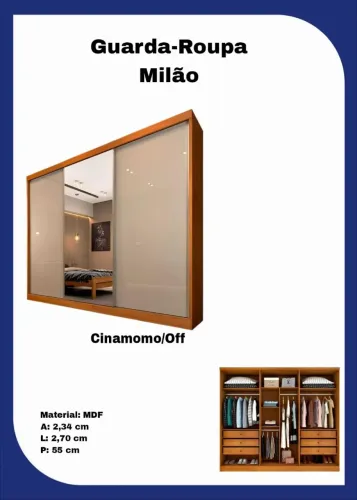 Guarda-Roupa Milão Cinamomo/Off MDF