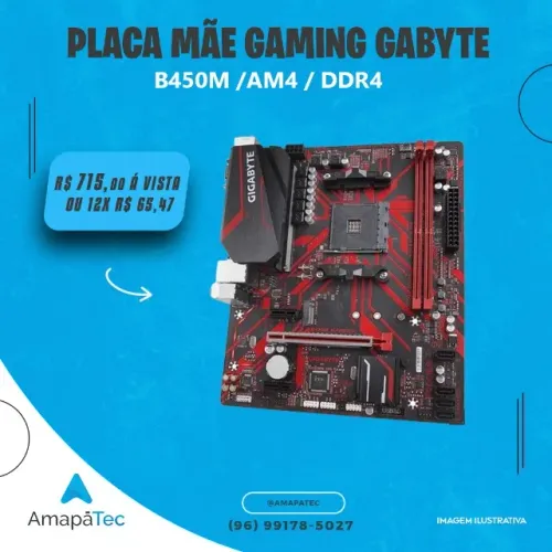 Placa Mãe Gigabyte B450M Gaming AMD AM4