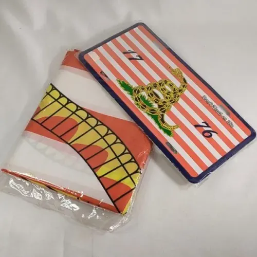 BANDEIRA + PLACA DE AUTOMÓVEL do primeiro Jeque da Marinha Americana / First Navy Jack 