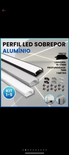Kit perfil alumínio sobrepor para fita de led slim