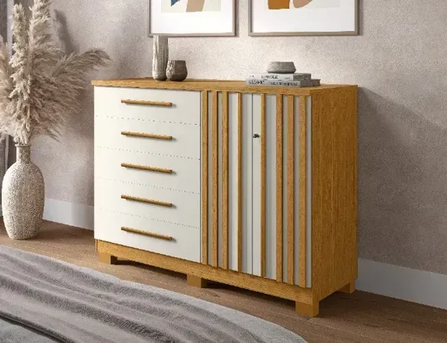 Comoda Bella 5 Gavetas com Sapateira, 100% MDF (Nova)