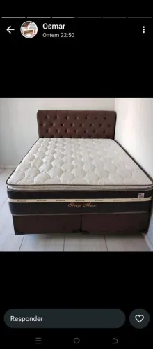 Cama queen size com cabeceira marrom direto da fábrica