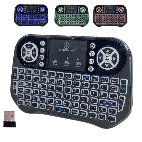 Mini Teclado Sem Fio Touchpad Para Pc, Tv smart Com Iluminação - Kapbom