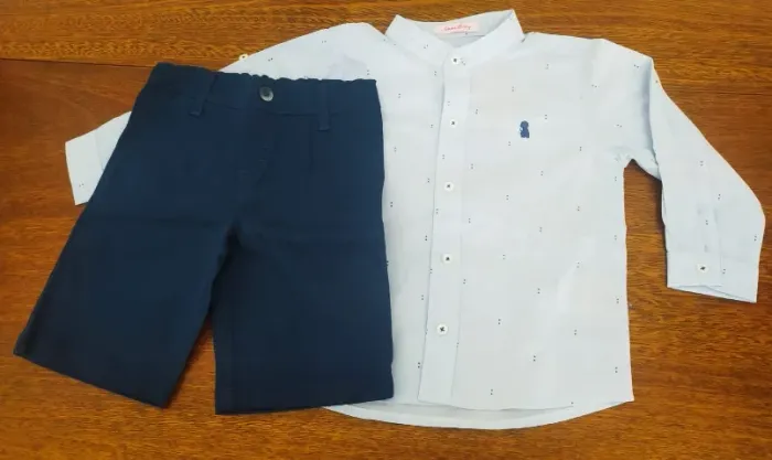 Conjunto Para Bebê Social De Camisa E Bermuda Da Pupi