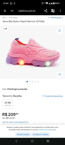 Tênis luzinhas BiBi