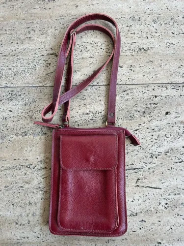 Bolsa Wishin 21 X 15cm duas divisórias - couro vermelho