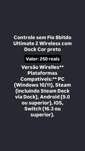 Controle sem Fio 8bitdo Ultimate 2 Wireless com Dock Cor preto