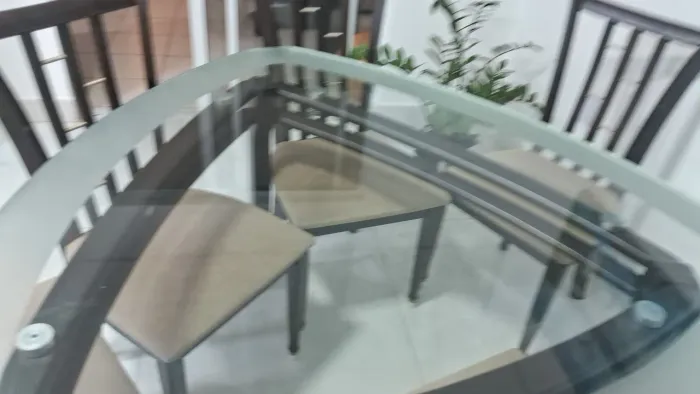 MESA DE VIDRO RETANGULAR 6 CADEIRAS