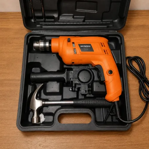 Furadeira de Impacto Mondial 650W 220V | 19 Acessórios | Maleta | Nova
