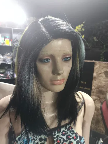 Peruca lace  bob long de fibra