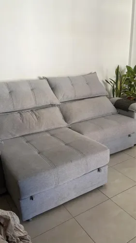 Sofá retrátil e inclinável Cinza - 3,5m