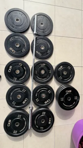 KIT OLÍMPICO COMPLETO À VENDA | 140 KG + BARRA FEMININA 15 KG