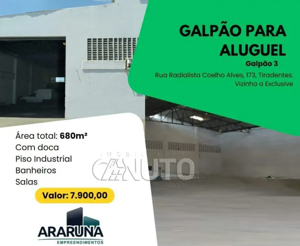 Galpão Comercial/Industrial para Alugar Juazeiro do Norte (Bairro Tiradentes)
