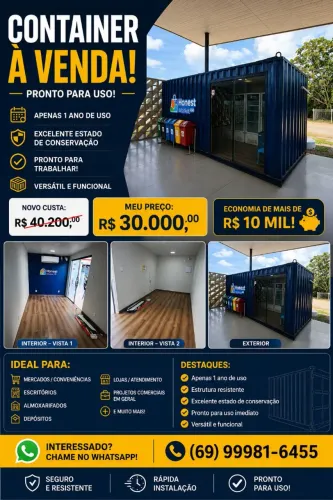 Container à VENDA - 6 metros - Pronto para uso - Excelente estado