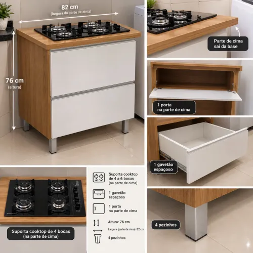 Armário para fogão cooktop