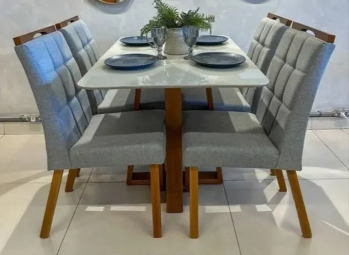 Mesa de Jantar Emily com 4 Cadeiras Emily 120x80 - Forte Atacadista - ENTREGA EM 24H