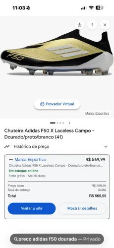 Chuteira de campo infantil Adidas F50 Club Messi tamanho 34