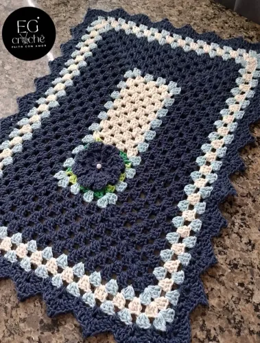 Tapete retangular de crochê 