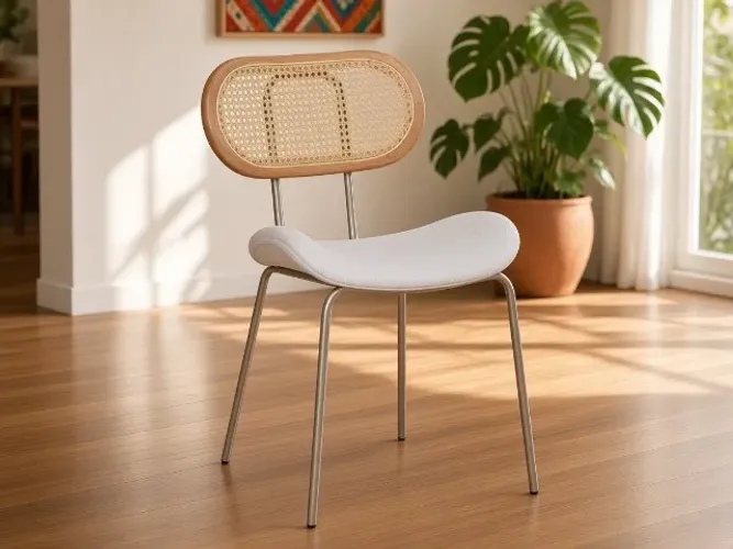 Cadeira Toscana Tela Rattan Pés em Aço (NOVO A PRONTA ENTREGA)