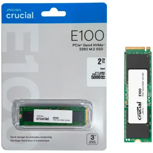SSD M.2 Nvme Crucial E100 2TB 5000MB/s PCIe 4.0 compativel PS5