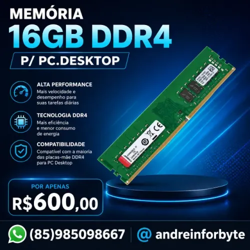 Memória 16GB DDr4 P/ PC.Desktop