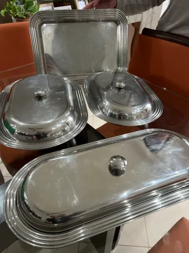 Conjunto Vintage Tramontina 4 Peças em Inox - Travessas e Bandeja