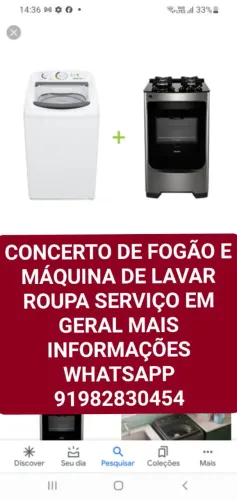 CONSERTO DE MÁQUINA DE LAVAR E FOGÃO