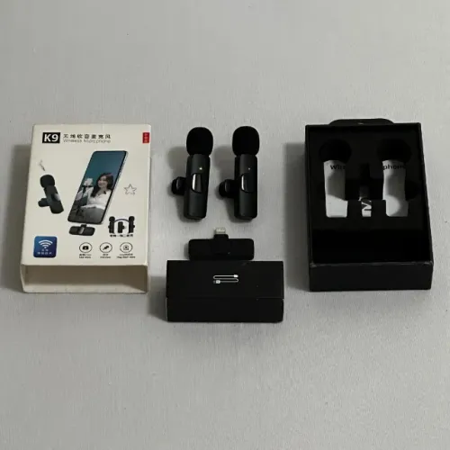 Microfone de Lapela Sem Fio K9 Duplo para até iPhone 14