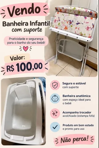 Banheira infantil com suporte