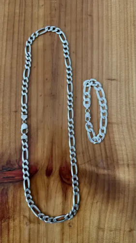 Corrente de prata 925 10mm, 70 cm e pulseira de 12mm, 21cm prata 925 na garantia.
