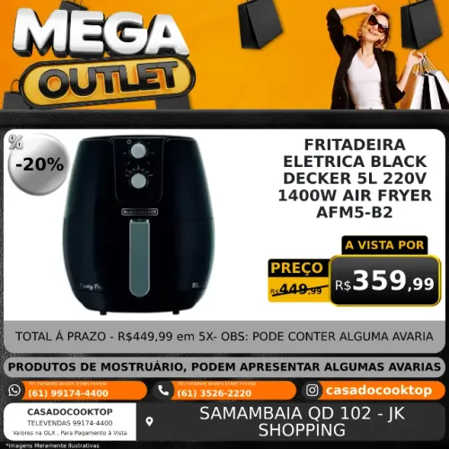 FRITADEIRA ELETRICA BLACK + DECKER 5L 220V 1400W AIR FRYER AFM5-B2