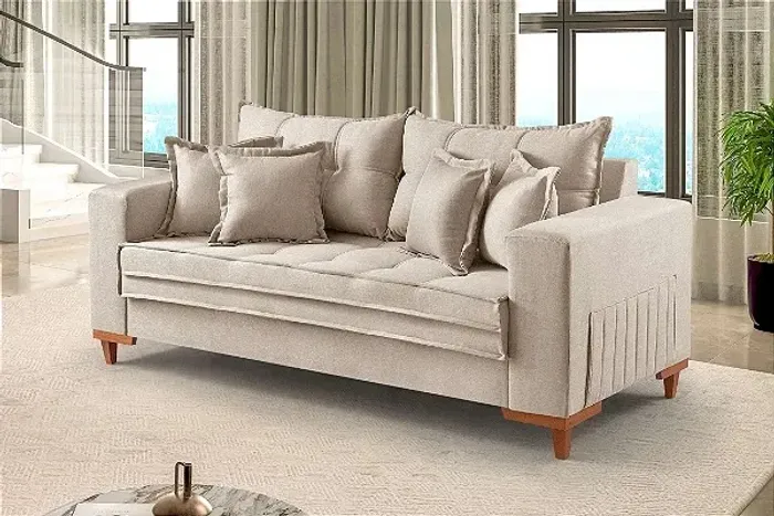 SOFA FIXO 200CM LINHO COM MOLAS r66