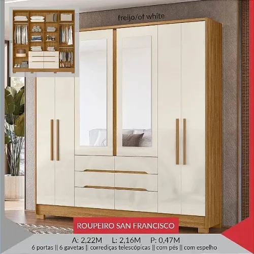 GUARDA ROUPA CASAL COM ESPELHOS