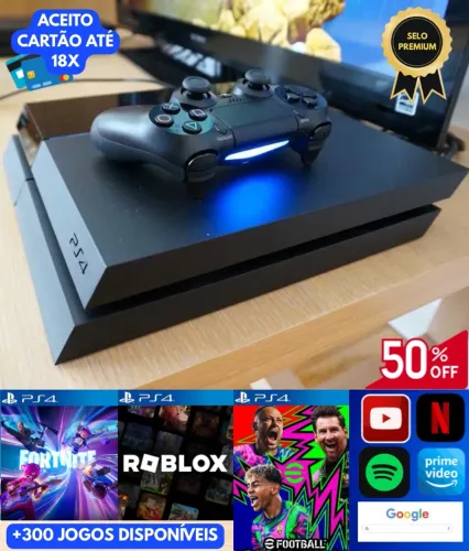 OPORTUNIDADE! PS4 COMPLETO + 300 JOGOS DISPONÍVEIS!