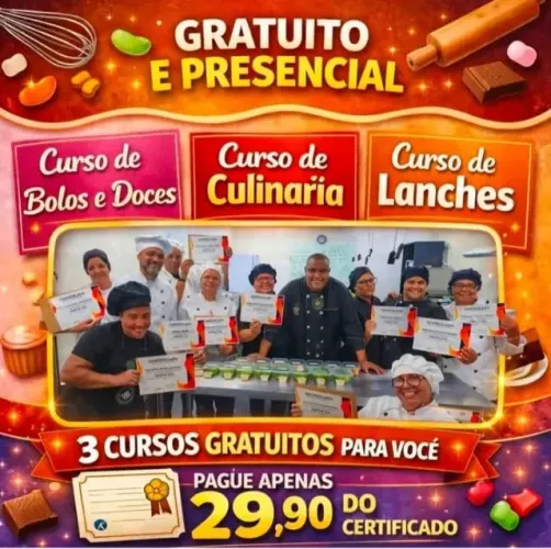 CURSO GRATUITO  ESCOLA DE GASTRONOMIA INTERNACIONAL ! 