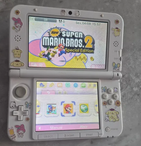 Nintendo 3DS XL desbloqueado (edição rosa e branca exclusiva do Japão)