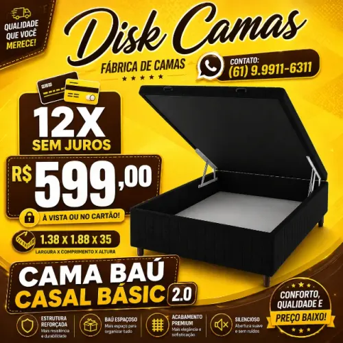 Direto da Fábrica: Cama Baú Casal com Qualidade e Melhor Preço!