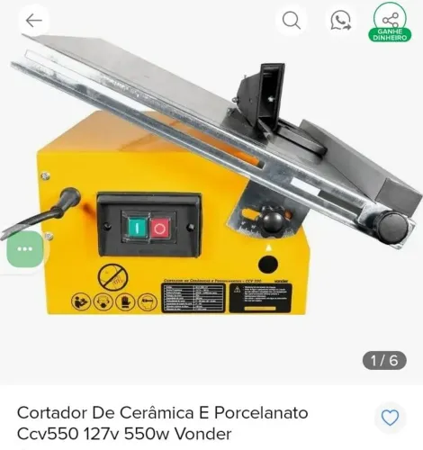 Cortador de cerâmica e porcelanato, MODELO CCV550, 127v, marca VONDER