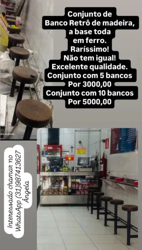 Conjunto de banco retrô madeira